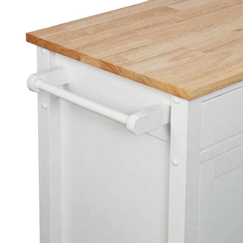 Rolling Kitchen Cart with Detachable Wood Top & Storage