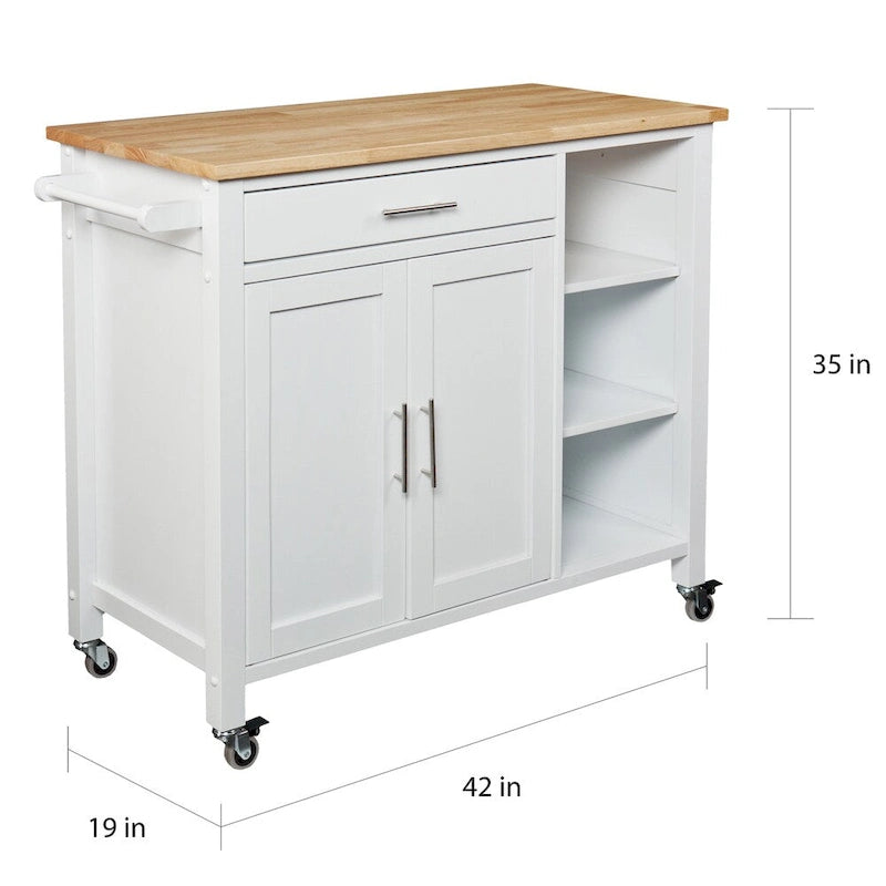 Rolling Kitchen Cart with Detachable Wood Top & Storage