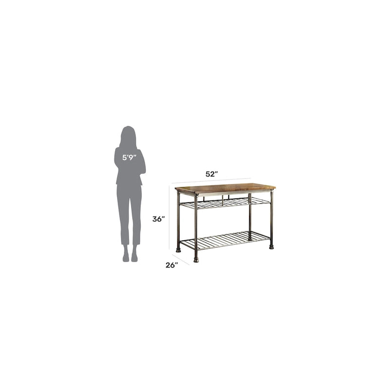 Kitchen Island with Butcher Block Top, 52W