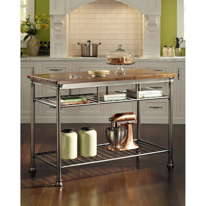 Kitchen Island with Butcher Block Top, 52W