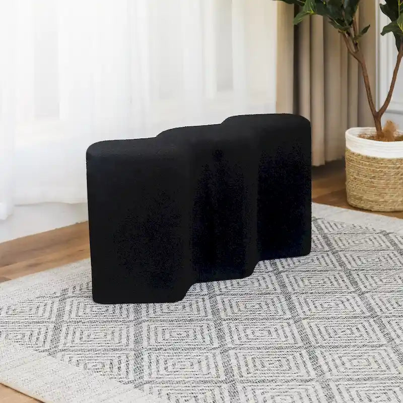 35" Long Ottoman Bench Velvet Polygon Foot Stool
