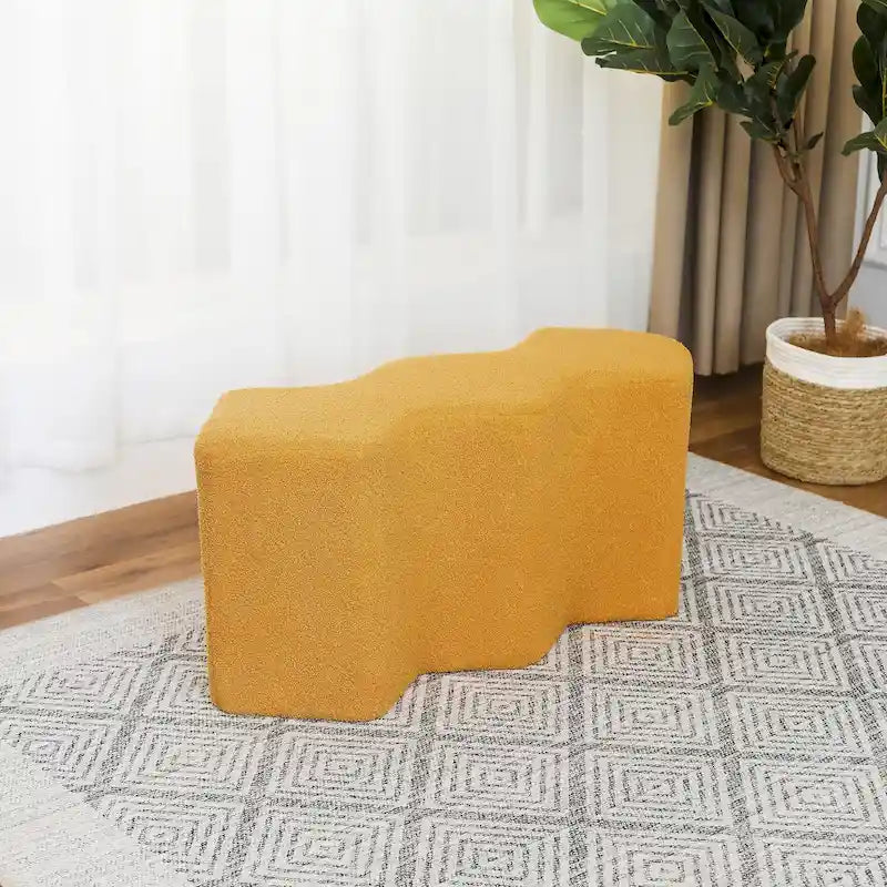 35" Long Ottoman Bench Velvet Polygon Foot Stool