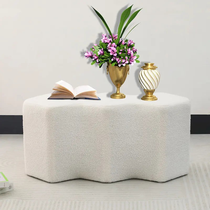 35" Long Ottoman Bench Velvet Polygon Foot Stool