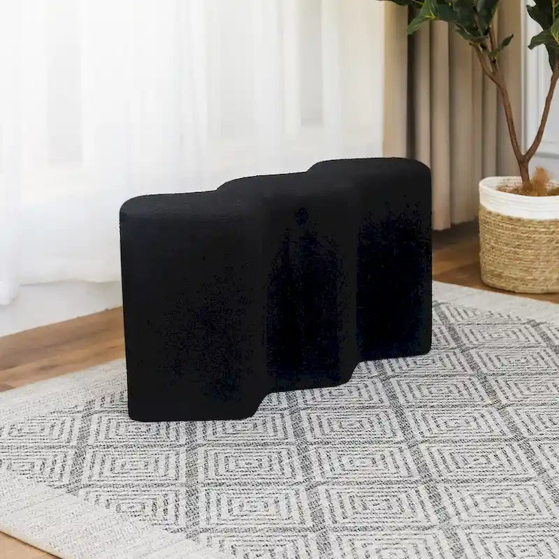 35" lange Samt-Ottomanenbank, polygonaler Fußhocker