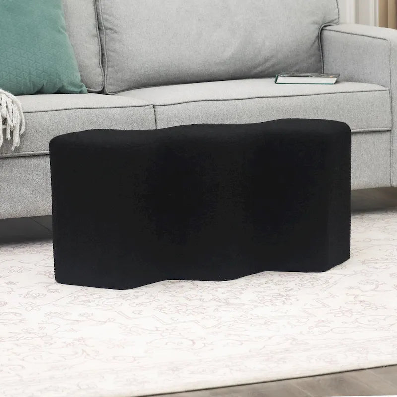 35" lange Samt-Ottomanenbank, polygonaler Fußhocker