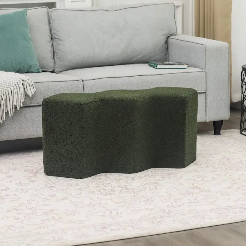 35" lange Samt-Ottomanenbank, polygonaler Fußhocker