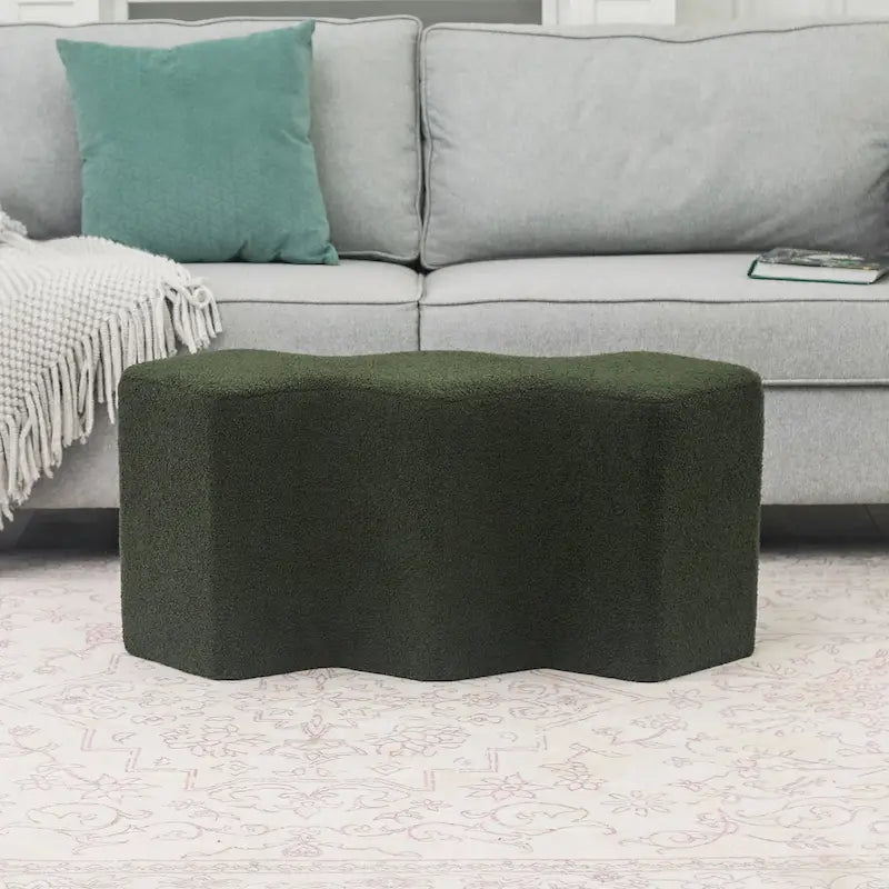 35" lange Samt-Ottomanenbank, polygonaler Fußhocker