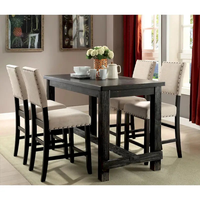 Rustic Black 60-Inch Counter Height Dining Table