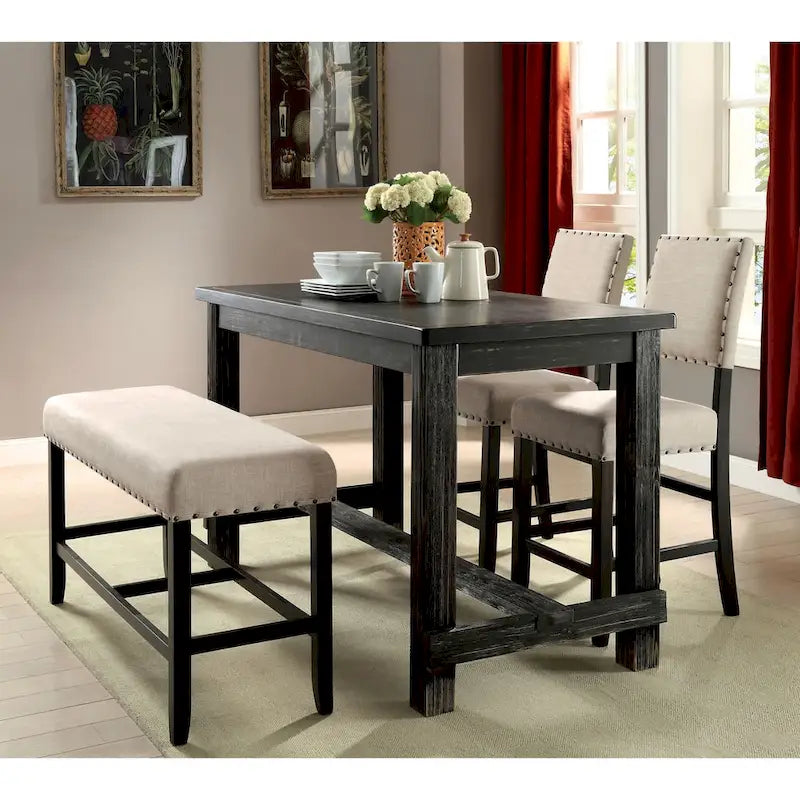 Rustic Black 60-Inch Counter Height Dining Table