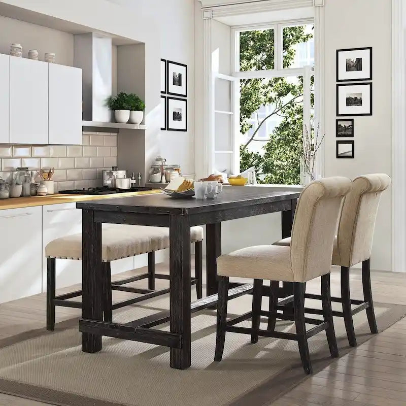 Rustic Black 60-Inch Counter Height Dining Table