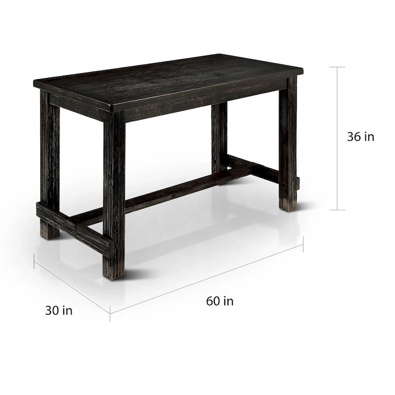 Rustic Black 60-Inch Counter Height Dining Table