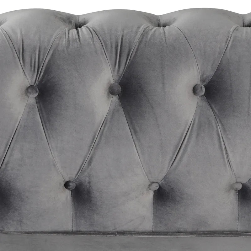Velvet Club Chair, Button Tufted Upholstered Armchair with Nailhead and Solid Wood Legs for Living Room