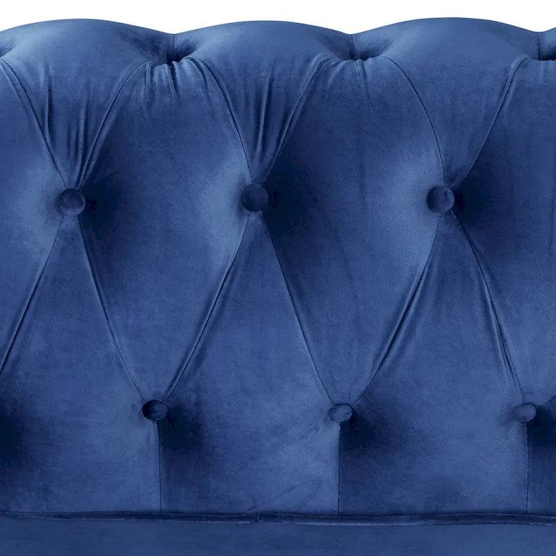 Velvet Club Chair, Button Tufted Upholstered Armchair with Nailhead and Solid Wood Legs for Living Room
