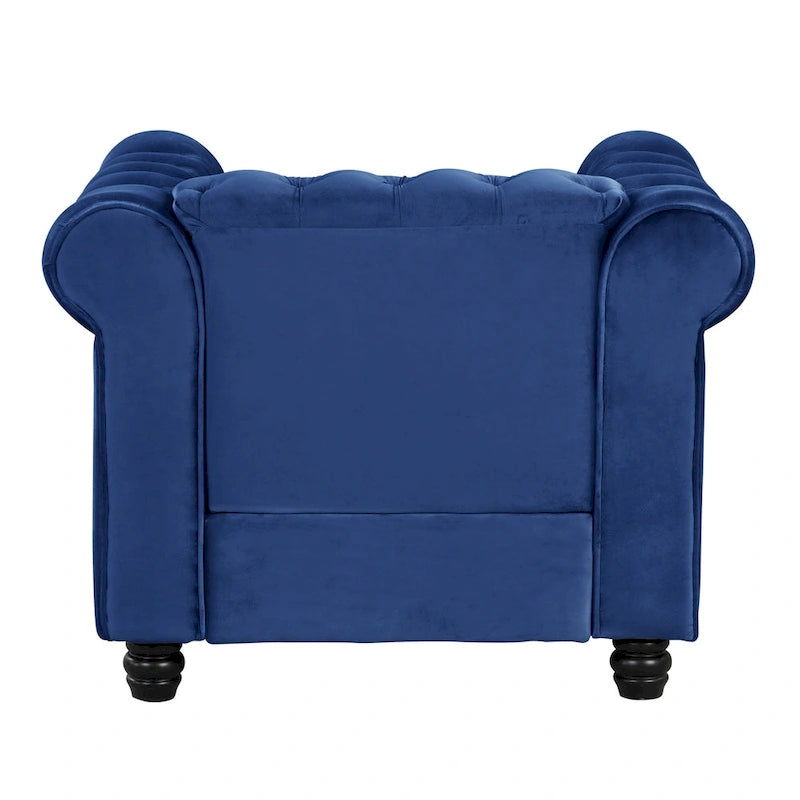 Velvet Club Chair, Button Tufted Upholstered Armchair with Nailhead and Solid Wood Legs for Living Room