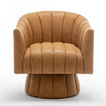 Swivel PU Leather Tufted Round Accent Barrel Chair