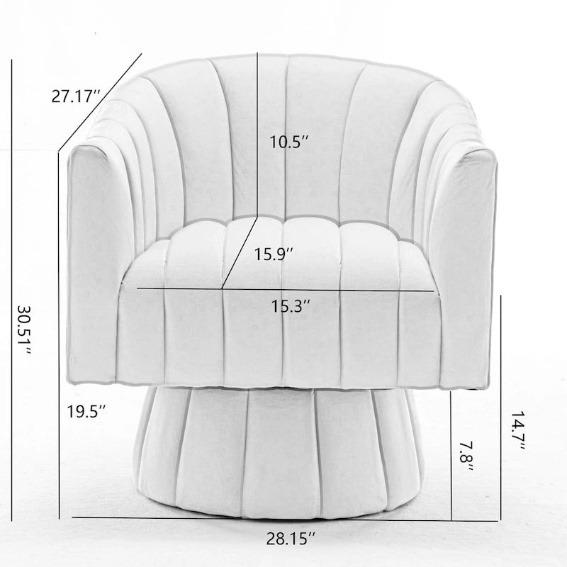 Swivel PU Leather Tufted Round Accent Barrel Chair