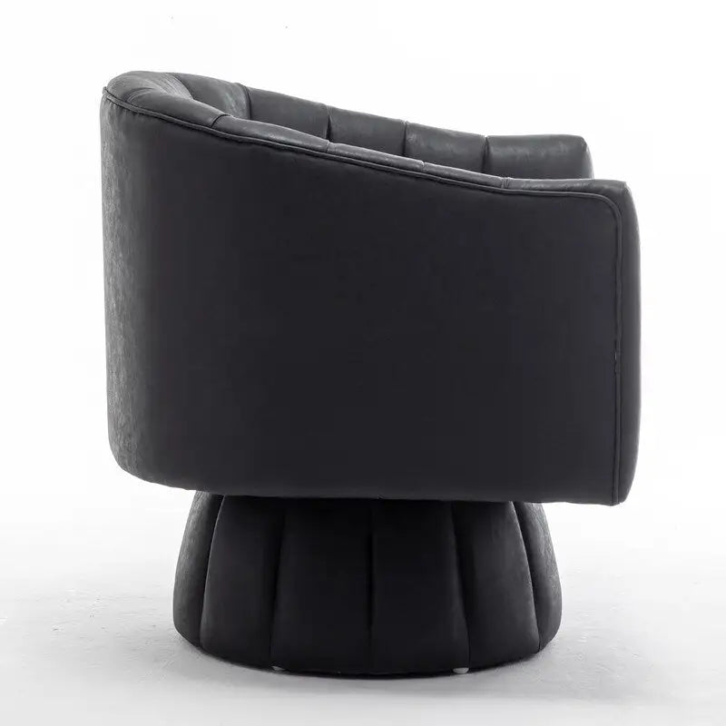 Swivel PU Leather Tufted Round Accent Barrel Chair