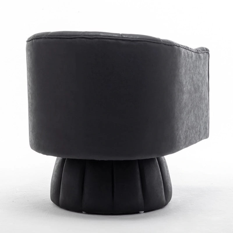 Swivel PU Leather Tufted Round Accent Barrel Chair
