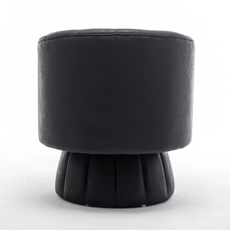 Swivel PU Leather Tufted Round Accent Barrel Chair