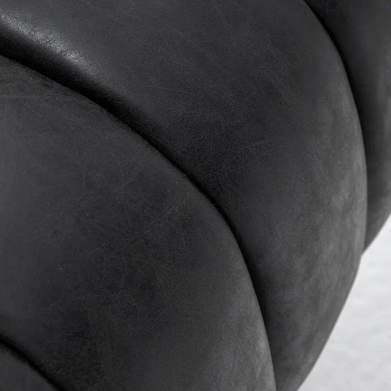 Swivel PU Leather Tufted Round Accent Barrel Chair