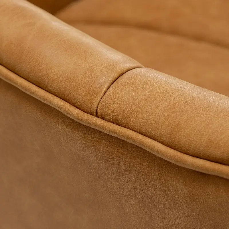Swivel PU Leather Tufted Round Accent Barrel Chair