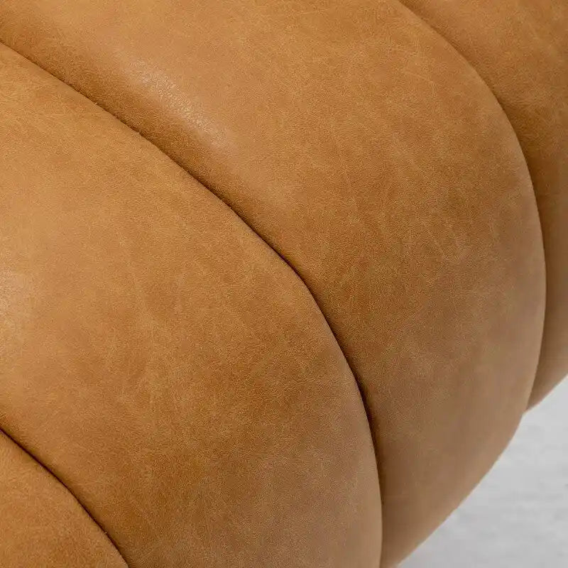 Swivel PU Leather Tufted Round Accent Barrel Chair