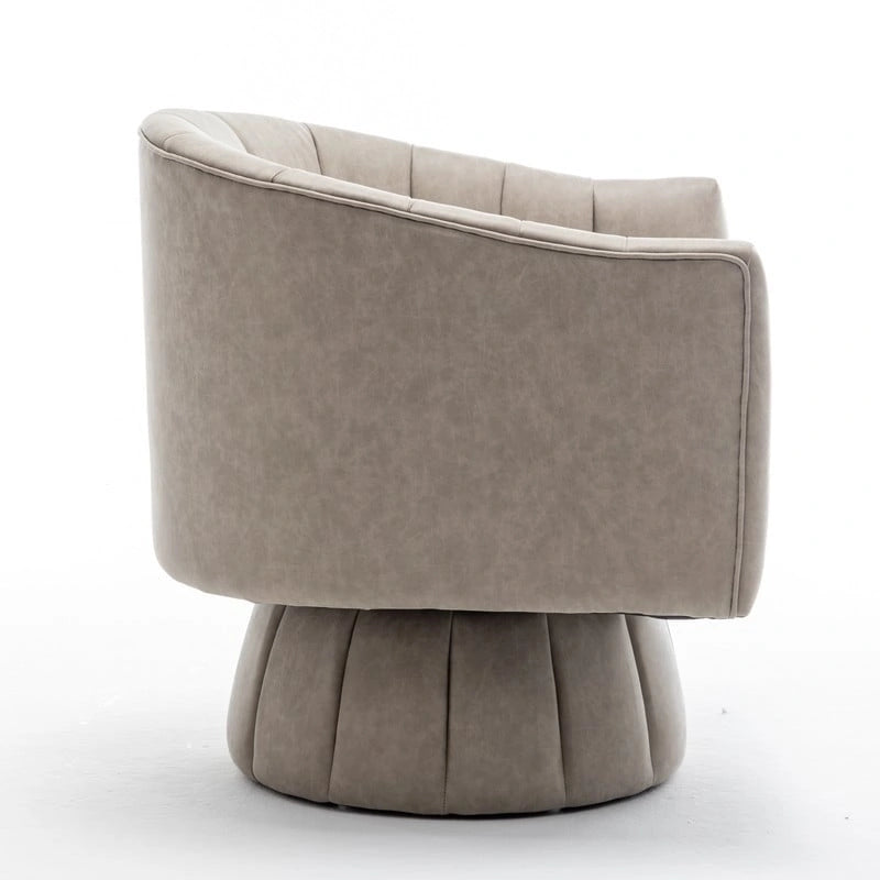 Swivel PU Leather Tufted Round Accent Barrel Chair