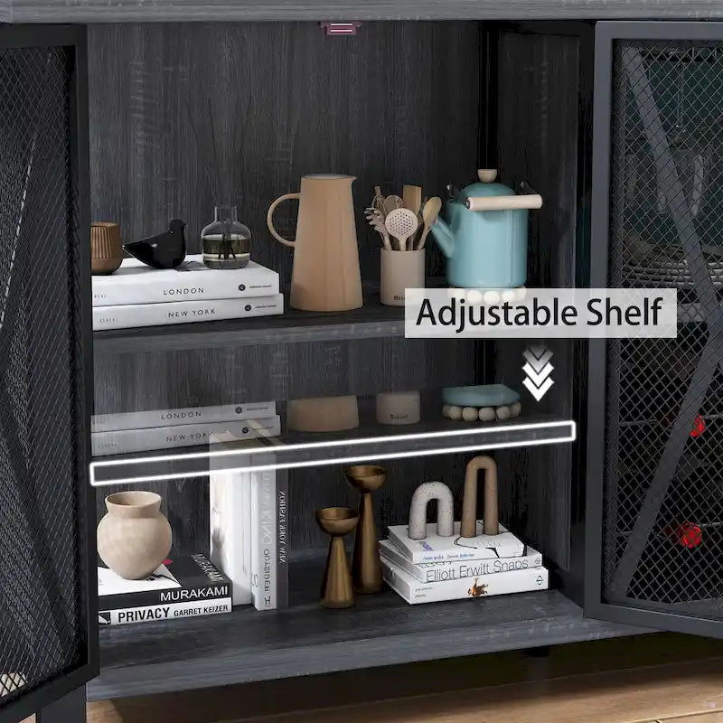 Mobile bar buffet con portabottiglie, buffet/credenza moderna con bar per vini e mobile da pranzo, grigio/marrone