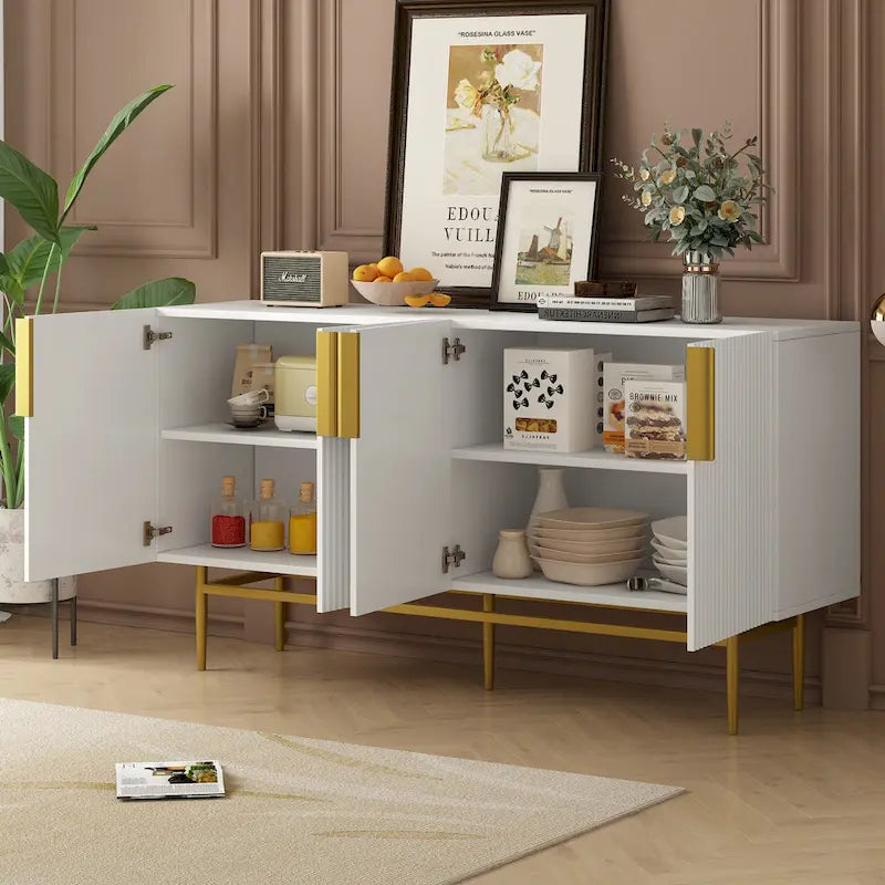 4-Door Sideboard Buffet Cabinet for Dining Room, Living Room, Bedroom & Hallway
