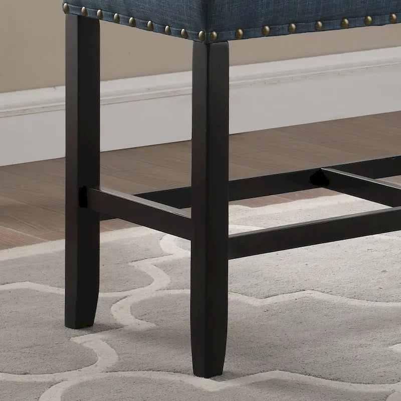 Fabric Pub-Height Dining Bench with Nailhead Trim