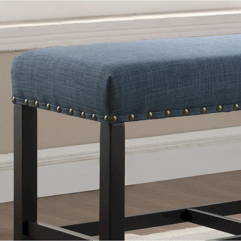 Fabric Pub-Height Dining Bench with Nailhead Trim