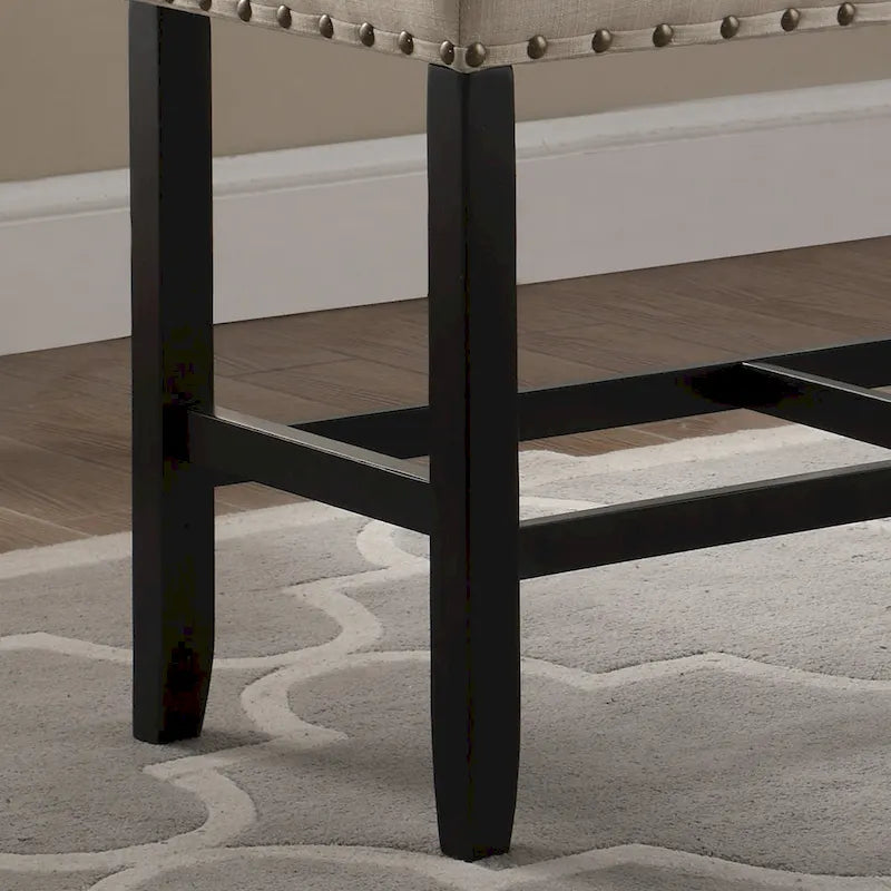 Fabric Pub-Height Dining Bench with Nailhead Trim
