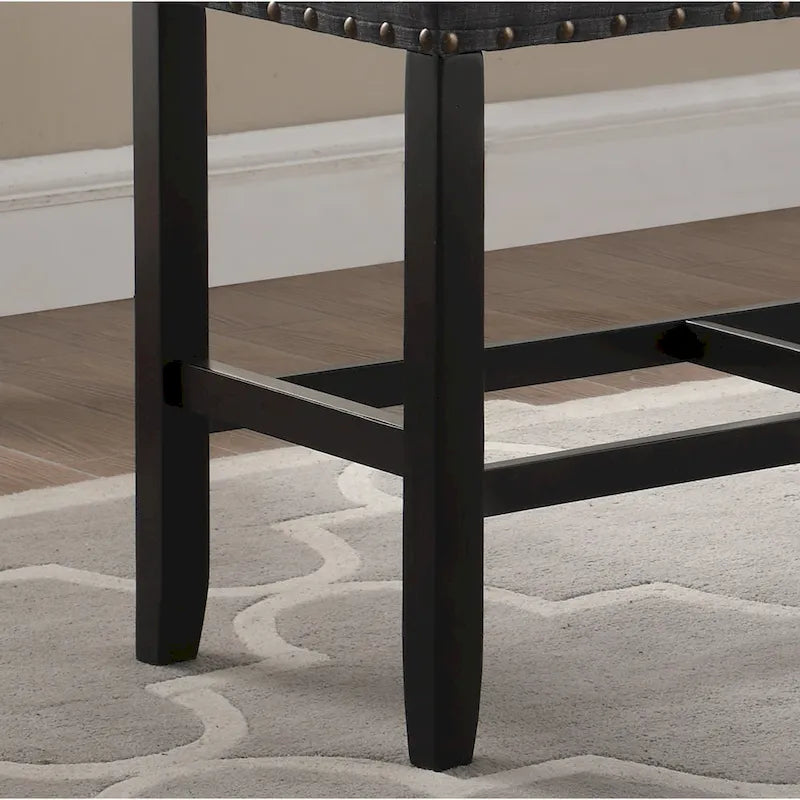 Fabric Pub-Height Dining Bench with Nailhead Trim