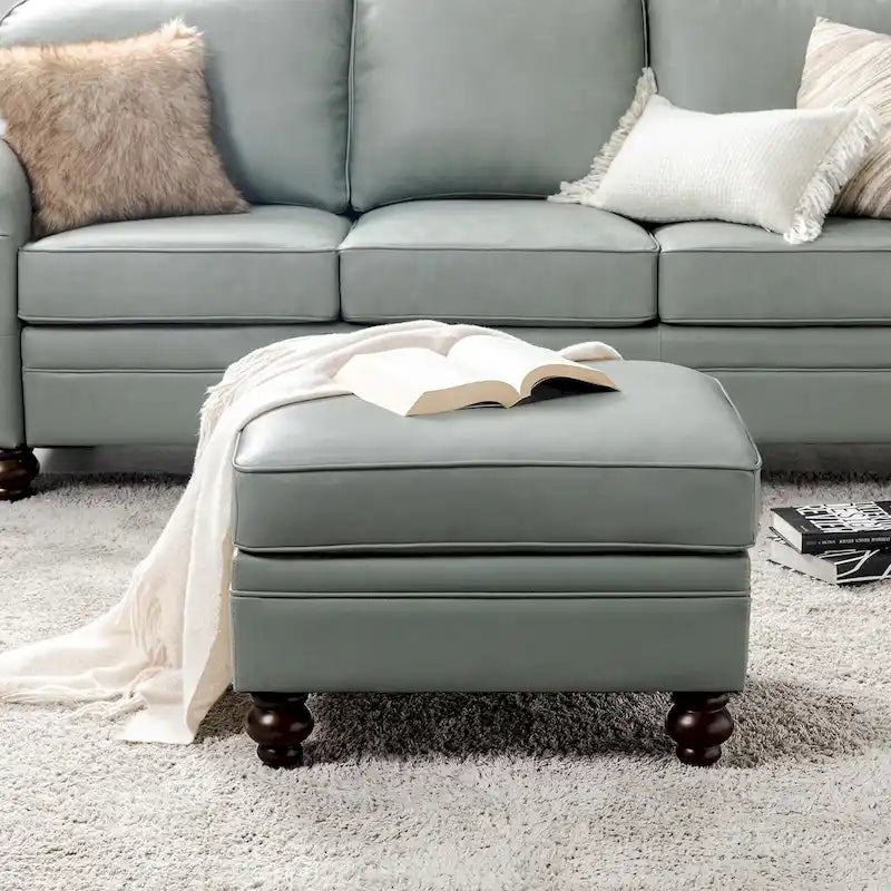 Contemporary Genuine Leather Water Resistant Ottoman