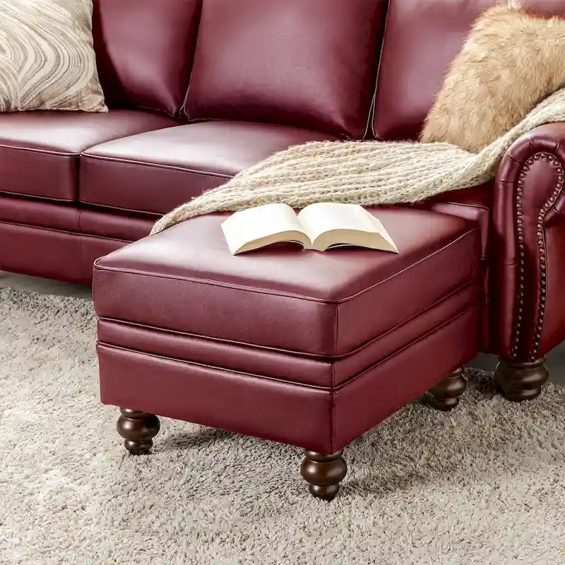 Contemporary Genuine Leather Water Resistant Ottoman