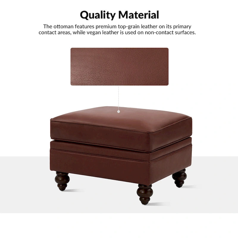 Contemporary Genuine Leather Water Resistant Ottoman