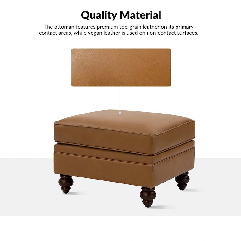 Contemporary Genuine Leather Water Resistant Ottoman