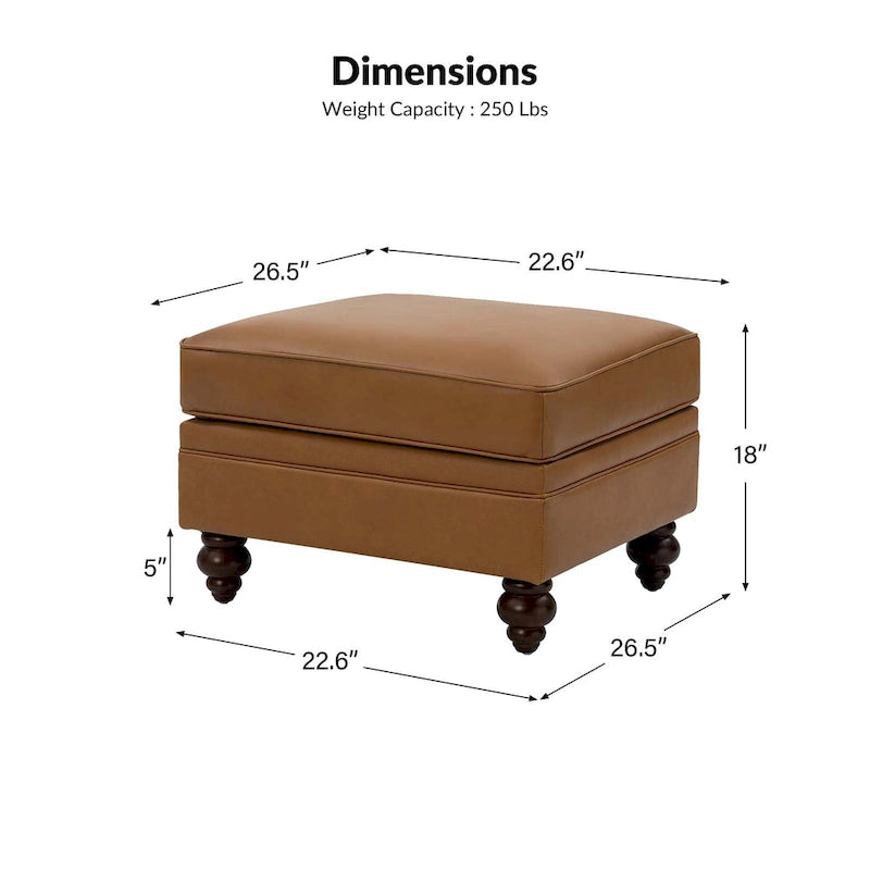 Contemporary Genuine Leather Water Resistant Ottoman