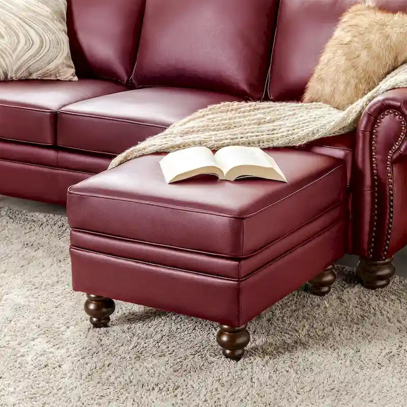 Contemporary Genuine Leather Water Resistant Ottoman