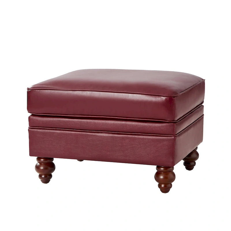 Contemporary Genuine Leather Water Resistant Ottoman