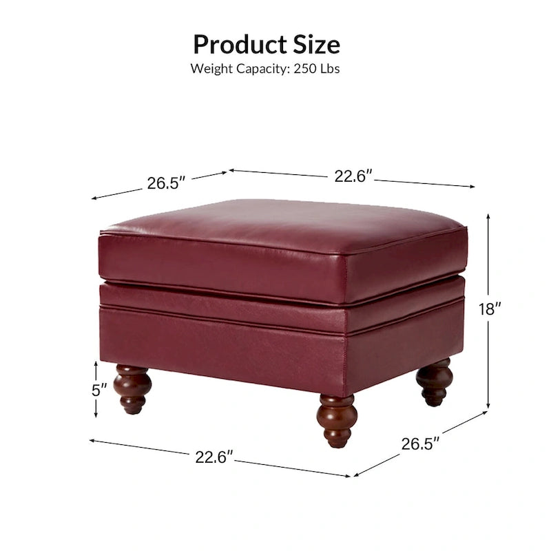 Contemporary Genuine Leather Water Resistant Ottoman