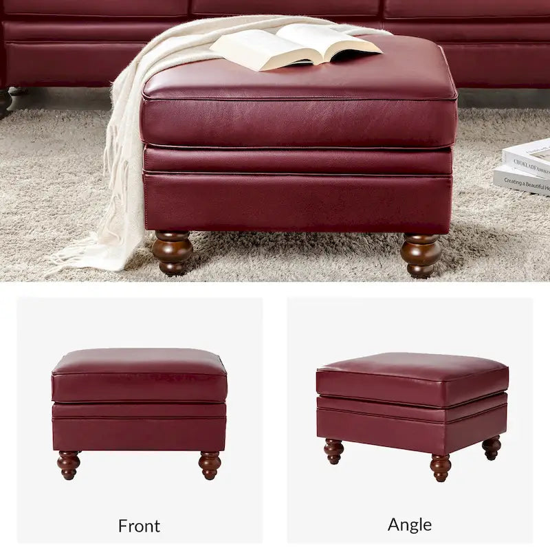 Contemporary Genuine Leather Water Resistant Ottoman