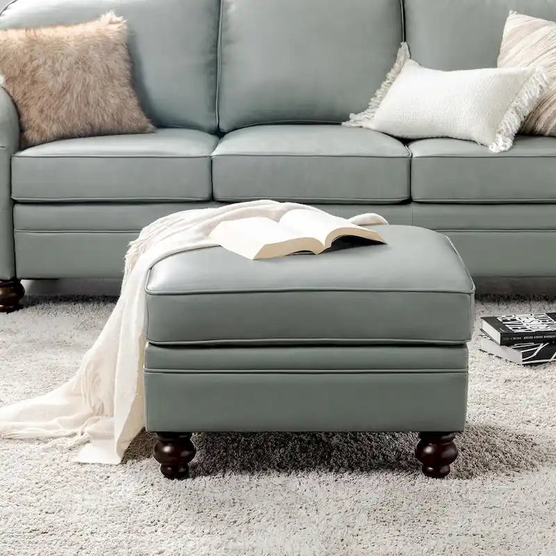 Contemporary Genuine Leather Water Resistant Ottoman