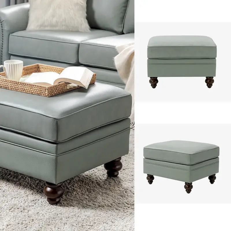 Contemporary Genuine Leather Water Resistant Ottoman