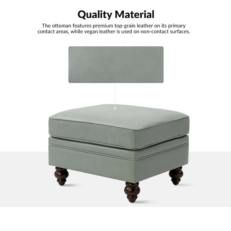 Contemporary Genuine Leather Water Resistant Ottoman