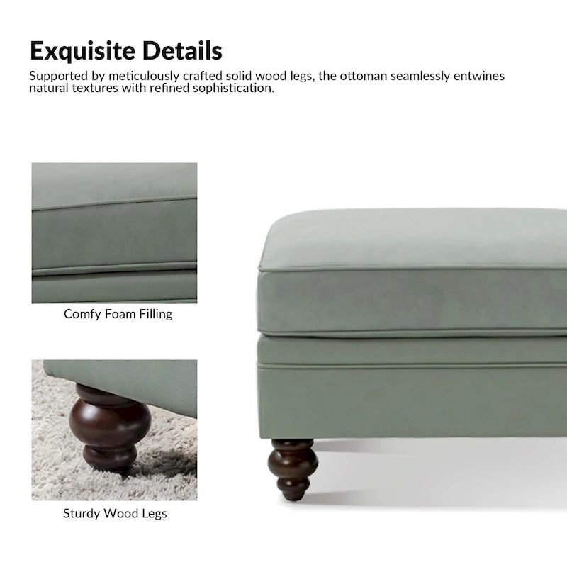 Contemporary Genuine Leather Water Resistant Ottoman