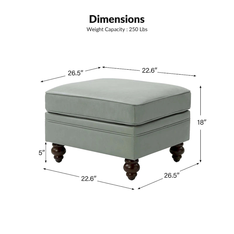 Contemporary Genuine Leather Water Resistant Ottoman