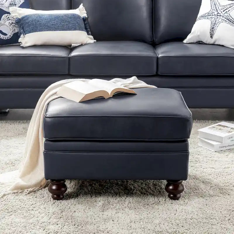 Contemporary Genuine Leather Water Resistant Ottoman