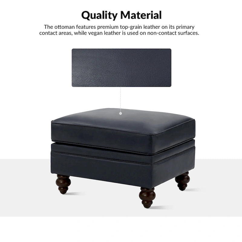 Contemporary Genuine Leather Water Resistant Ottoman