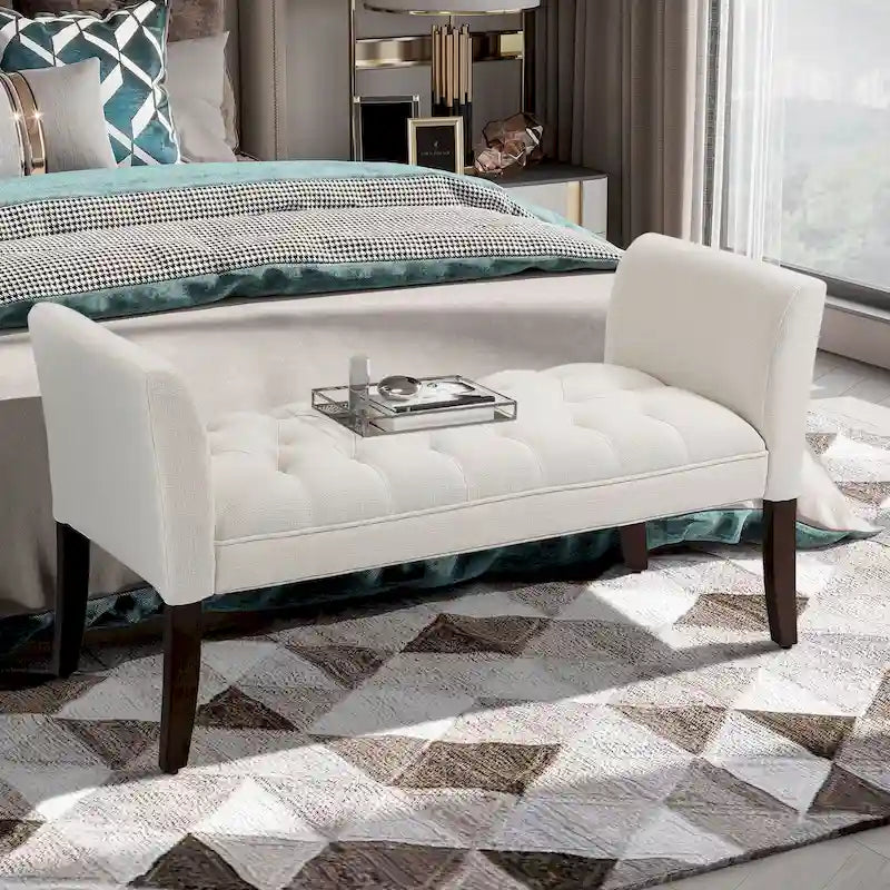 Banco para el pie de la cama con diseño capitoné y tapizado